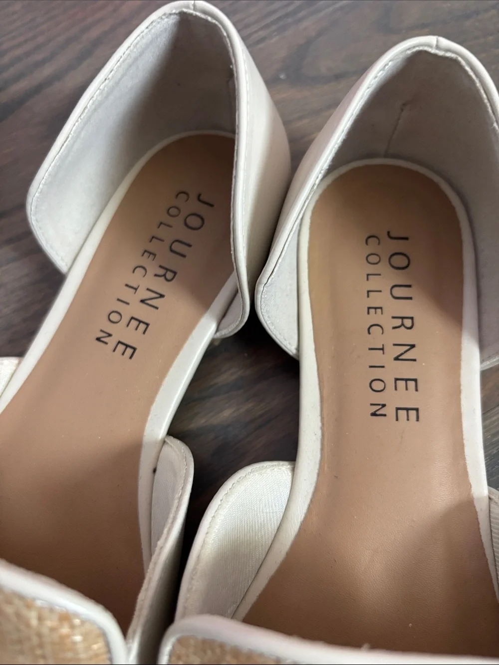 Journee Collection Cream Raffia-Textured D'Orsay Loafers